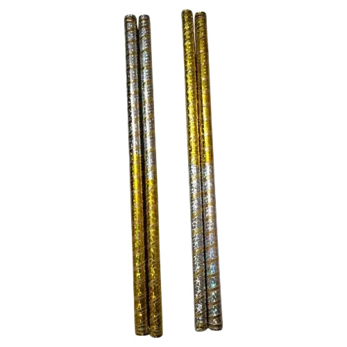 Golden Wooden Dandiya Sticks - Wooden, Multicolor | Hand Made, Painted, Smooth Finish, Lightweight