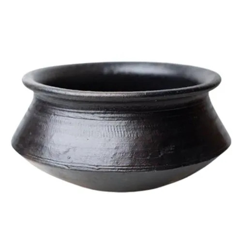 Handmade Clay Biryani Pot - 3 Ltr, Black, Round | Painted Finish, Recyclable