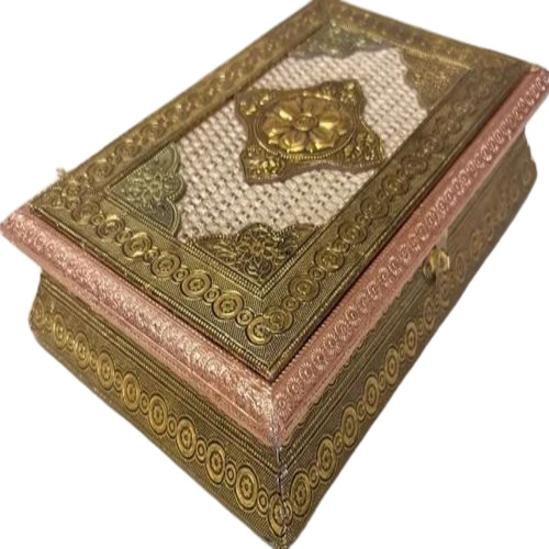 Rangoli Wooden Dry Fruit Box - Wood, 10x10 Inch, Golden | Matte Lamination, 300g Capacity, Square Shape