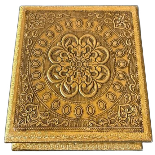 Wooden Fancy Dry Fruit Box - Hand Carved Polished Wood, 8x8 Inch, Golden Matte Lamination, 300g Load Capacity