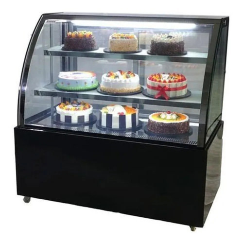 Cake Display Counter - Stainless Steel, 3 Feet, Black, Glass Top, 3 Shelves, Hot & Cold