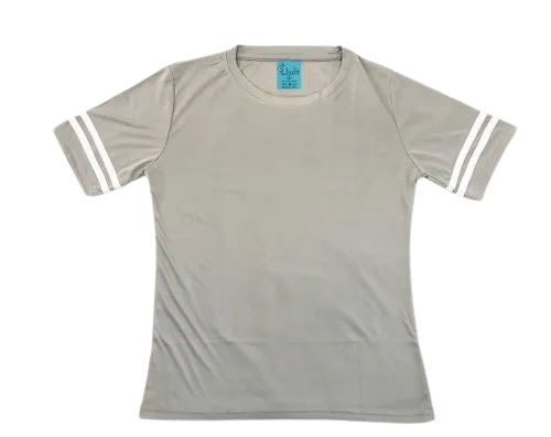Grey Round Neck Women Polyester T Shirt - Large, Grey, Half Sleeves | Lightweight, Soft, Breathable, Quick Dry