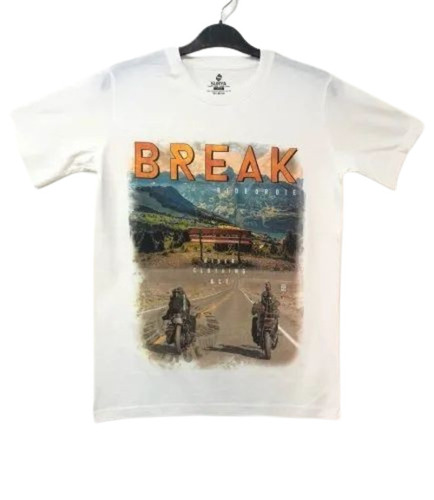 Half Sleeve White Men Printed Cotton T Shirt