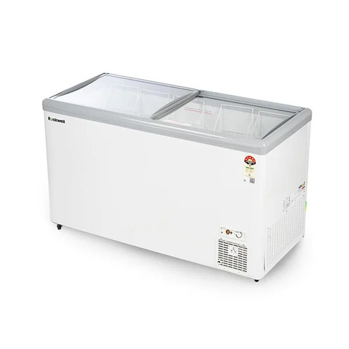 Ice Cream Deep Freezer 200 Ltr - Metal 200 L White/Grey Manual Defrost | Glass Top 220V Electrical 2 Doors