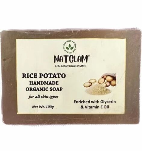 Natglam Rice Potato Organic Soap - 100gm Solid Rectangular Bath Soap, All Skin Types, Reduces Dark Spots and Pigmentation