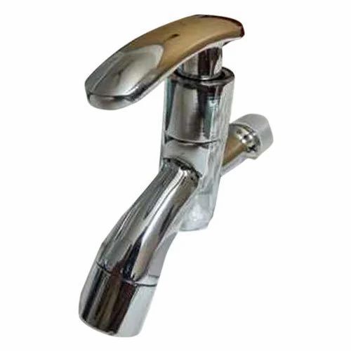 Zed Bib Cock - Brass, Chrome Plated, Silver, Round, Single Handle | Corrosion Resistant, Rust Proof, Durable, Wall Mounted