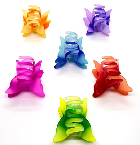 42mm Ladies Fancy Hair Clutcher - Plastic, Big Size, Multicolor | Unbreakable, Modern Style, Packet of 12