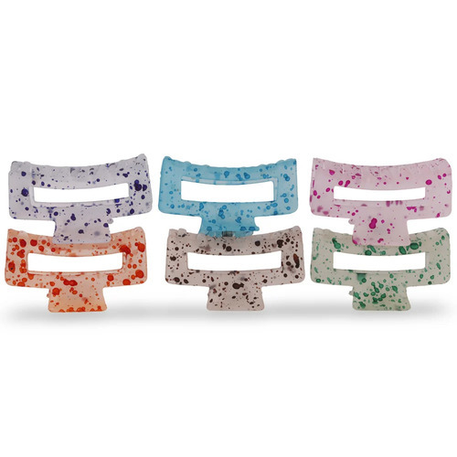 55mm Ladies Fancy Hair Clutcher - Plastic, Medium, Multicolor | Unbreakable, Modern Style, Packet of 12