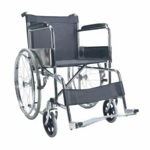 Basic Wheelchair - 18" Seat Width, 16" Seat Depth, Black, Foldable Pediatric Hospital Wheelchair