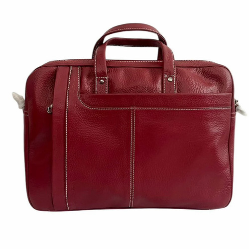 Cherry Red Leather Laptop Bag