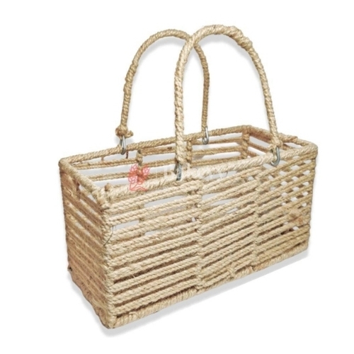 Decorative Jute Metal Hamper Basket