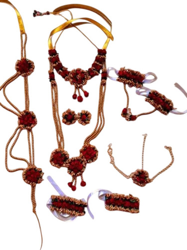 Handmade Red Flower Necklace Set