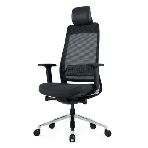 High Back Office Chair with Neck Support - Breathable Black Fabric Adjustable Height & Tilt Sturdy Base | Ergonomic Design Smooth-Rolling Casters