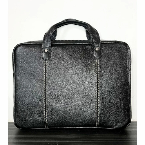 Jet Black Leather Laptop Bag - Leather, Standard Size, Black | Eco Friendly, Comfortable, Good Quality