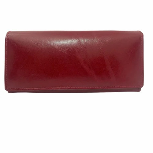 Ladies Red Leather Clutch Purse - Brown A Grade Leather, Standard Size | Rectangular Shape, Daily Use, Women
