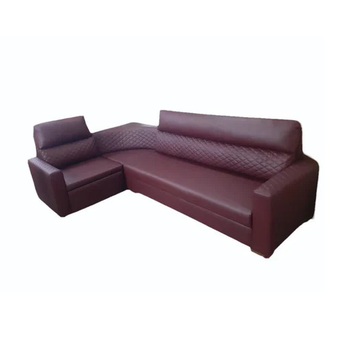 Maroon Leather L Shape Sofa