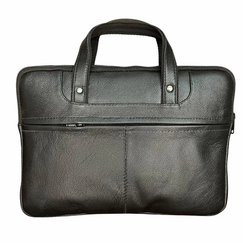 Midnight Black Leather Laptop Bag