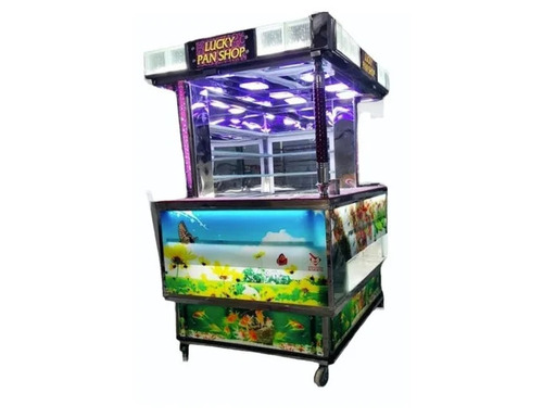 Stainless Steel Pan Shop Counter - Stainless Steel, 5 Ft Height, 2 Shelves, 5mm Glass | Multicolor, Air Cooled