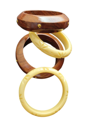 Trending Elegant Resin And Wooden Stack Bangles For Women And Girls