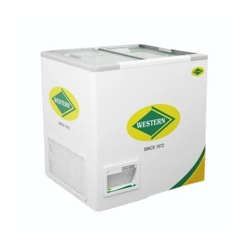 Western Deep Freezer 230L - Double Glass Door, White/Green, 230L, 60mm Insulation, 2.696 Kwh/24Hrs | Electrical, R134a Refrigerant, 220V, 1 Year Warranty