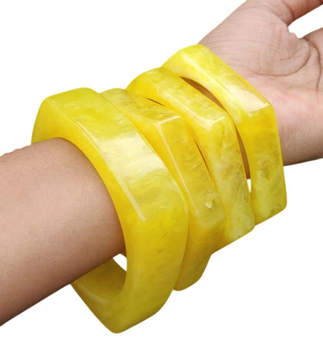 Yellow Color Classic Resin Bangle For Women And Girls