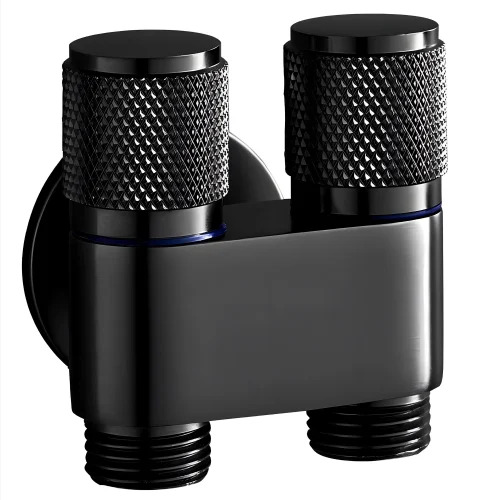 2 In 1 Black Round Design Angular Angle Stop Cock
