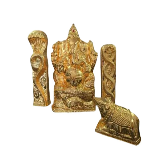 Brass Ganesh God Statue - Brass, 20x12x8 cm, Golden, Polished Finish | Corrosion Resistant, Lightweight, Rust Proof, Attractive Design