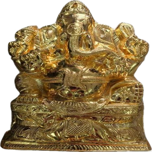 Brass Plain Ganesh God Statue - Brass, 20x12x8 cm, Golden, Polished Finish | Corrosion Resistant, Durable, Rust Proof, Lightweight