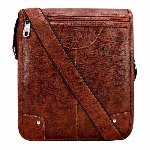 Pu Leather Sling Bag - Standard Size, Brown | Zipper Top Closure, Stylish Design