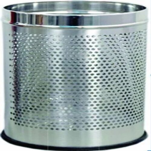 Steel Open Top Dustbin - Stainless Steel, 10 Ltr, Silver | Fine Finished, Round Open Mouth for Office Use