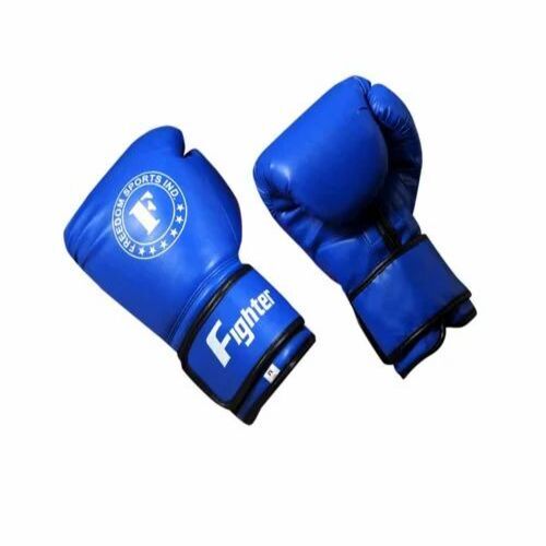 Boxing Punching Gloves - Leather, Blue, Loop Wrist Closure | Adult Boxing Plain Pattern Gloves