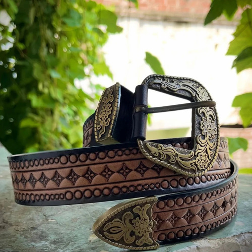 Brass Buckle Leather Belt