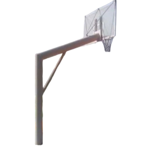 Fixed Basketball Pole - Iron Steel, Standard Size, White | Durable Adult Pole