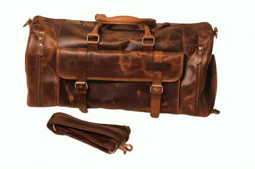 Brown Pure Leather Duffle Bag