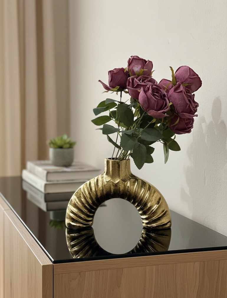 Gold Metal Circular Vase
