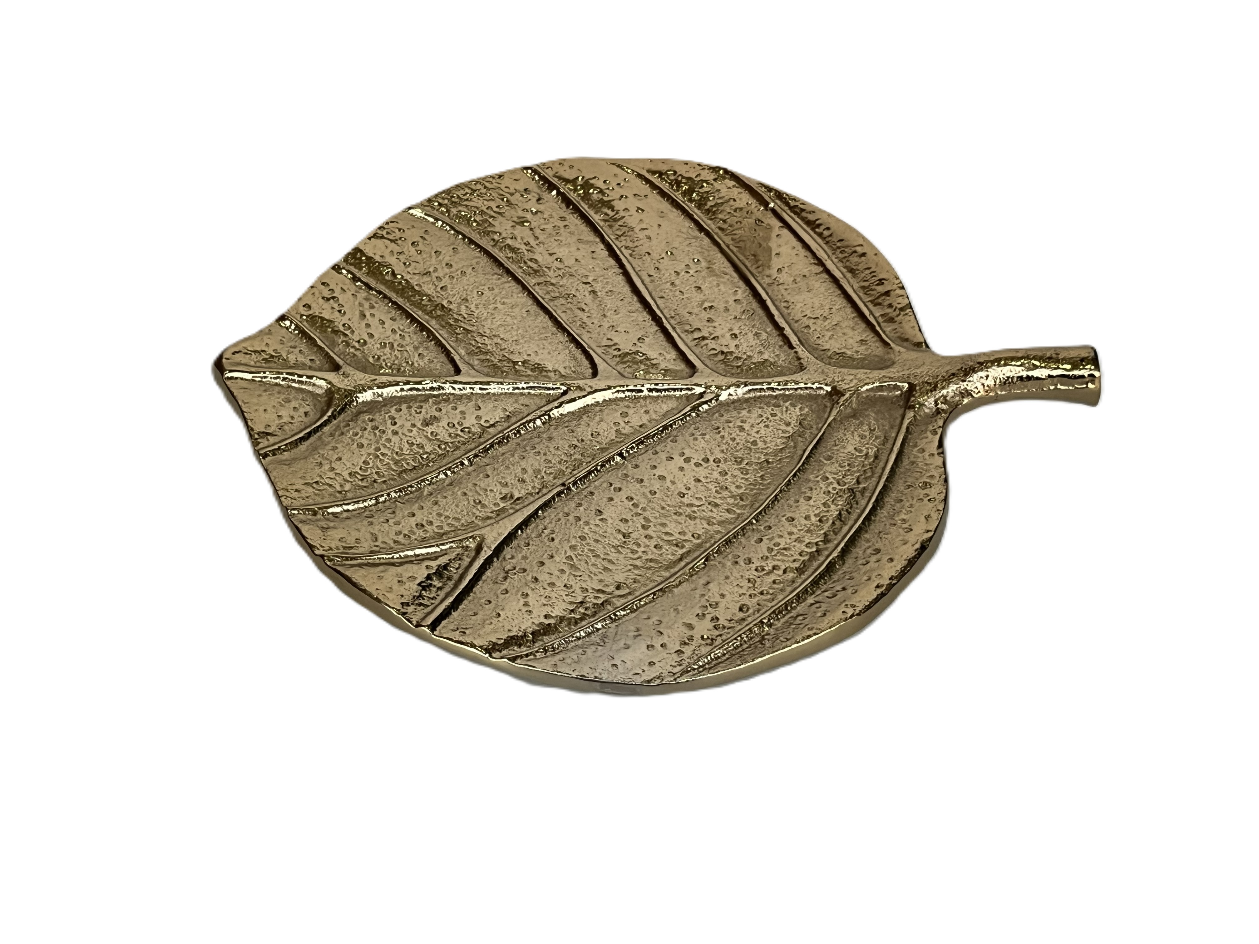 Leaf Shaped Serving Tray - Metal, Golden, Smooth Finish | Lightweight, Durable, Handy Daily Use
