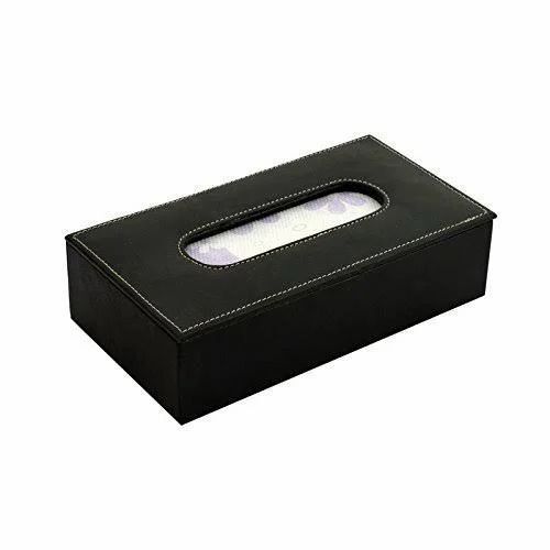 Leather Black Tissue Box