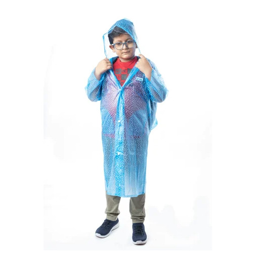 Sky Blue Kids Pvc Raincoat