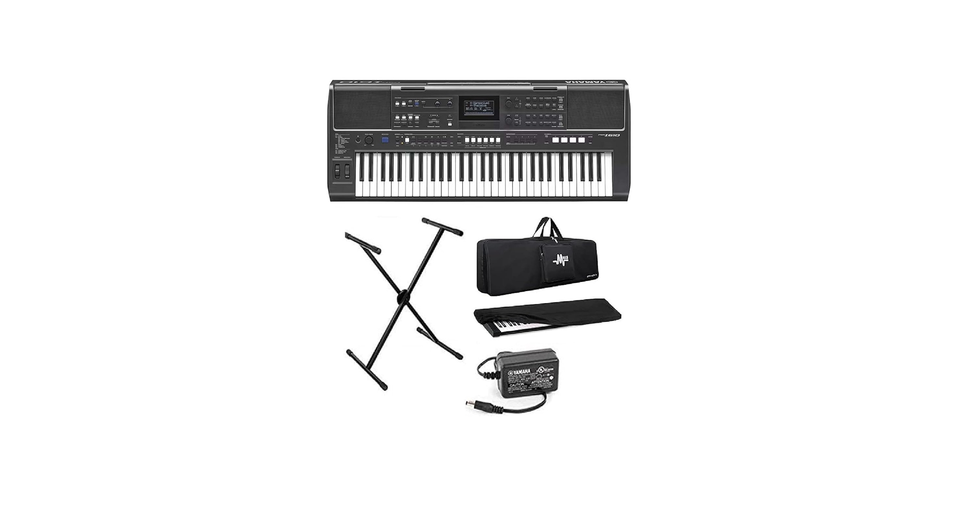 Yamaha PSR-I610 61-Key Portable Keyboard - Plastic Body, Black & White, Electric | Indian & Western Voices, Intelligent Accompaniment, USB Connectivity
