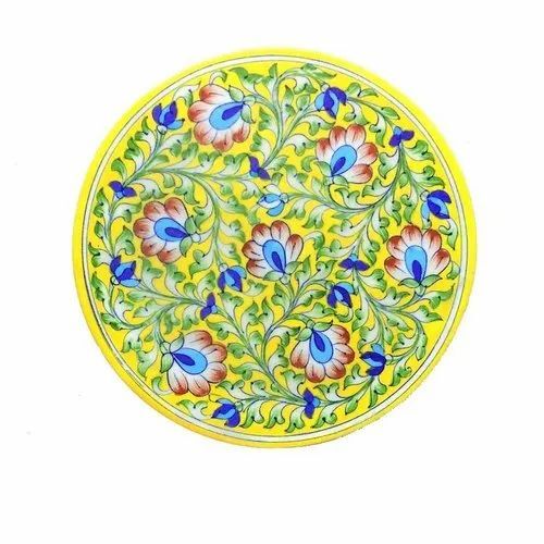 10 Inch Blue Pottery Handmade Wall Plate - Ceramic, Multicolor, Glossy Finish | Durable, Lightweight, Eco-Friendly, Wall Mount