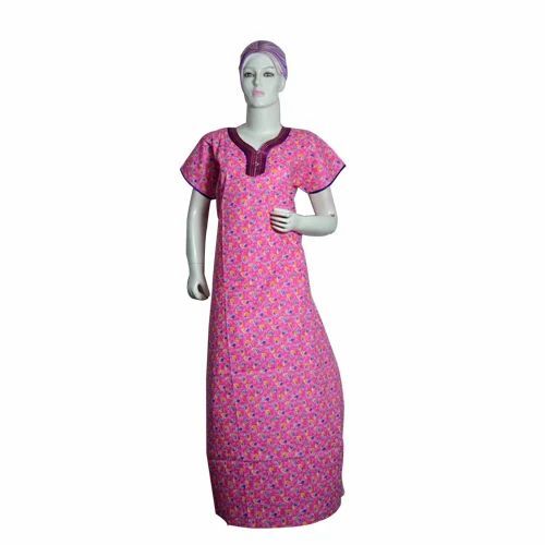 Designer Pink Cotton Nighty