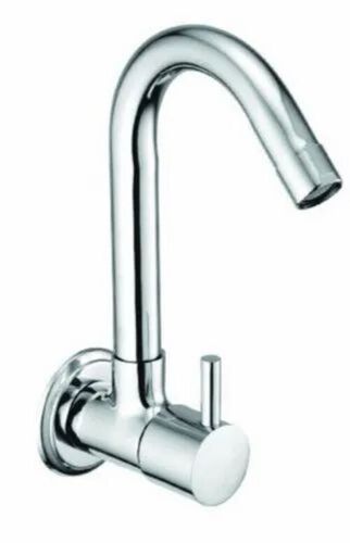 Flora Sink Cock - Brass, Various Sizes, Silver | Corrosion Resistant, Rust Proof, Glossy Chrome Finish, Wall Mounted