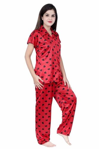 Girls Satin Printed Night Suit Set