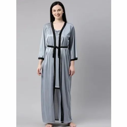 Grey Satin Maxi Nightdress