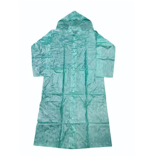 Ladies Sea Green Nylon Long Raincoat