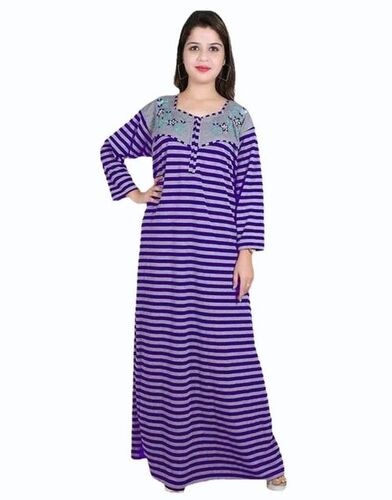 Striped Ladies Velvet Winter Nighty