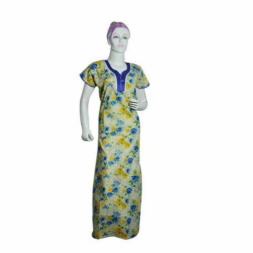 Stylish Cotton Nighty - Cotton, All Size, Multicolor | Modern Printed, Short Sleeves, Comfortable Women Nightgown
