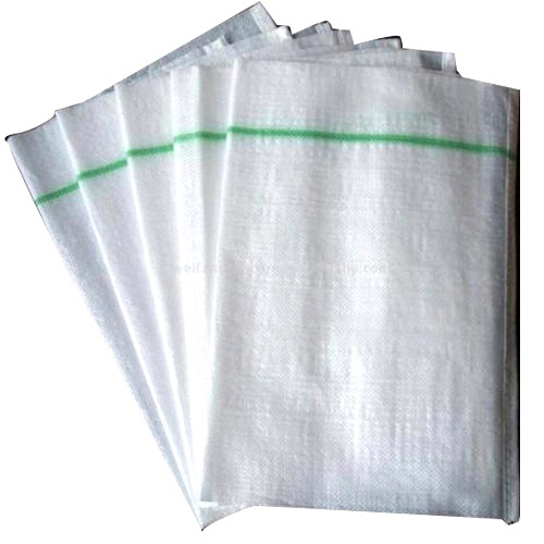 White Hdpe Bag - Plastic White and Green Double String Style | Moisture Resistant Durable Flexible Recyclable Chemical Resistant Waterproof High Density Strong Sealing
