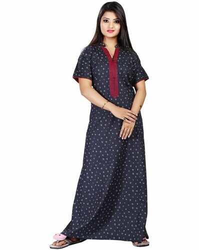 Women Dark Blue Printed Nighty