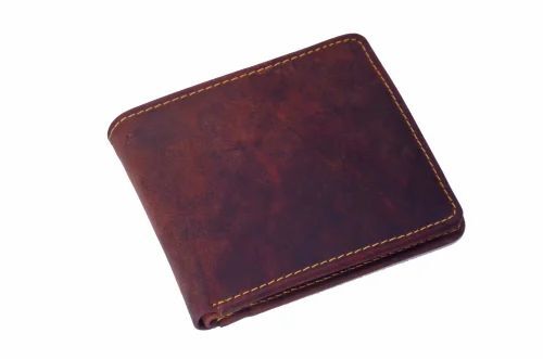 Brown Men Bifold Leather Wallet